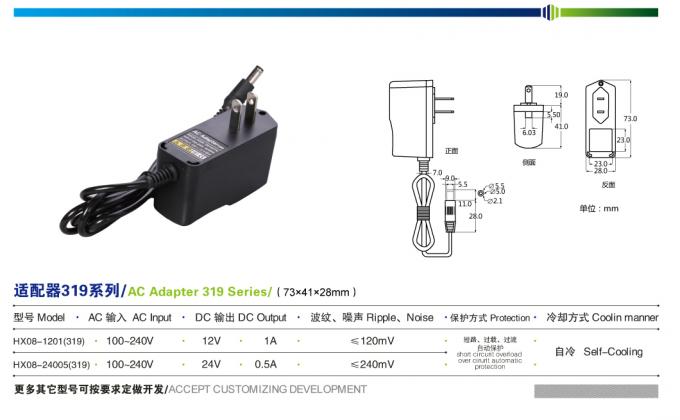 Bộ chuyển đổi nguồn AC DC 0.5A LED gắn tường 12W 24VDC Bộ chuyển đổi nguồn cho camera an ninh 0