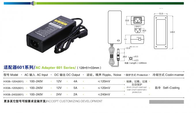 Bộ chuyển đổi nguồn cung cấp điện camera quan sát IP20 trong nhà 12V4A 12V5A Bộ chuyển đổi AC DC đa năng 0
